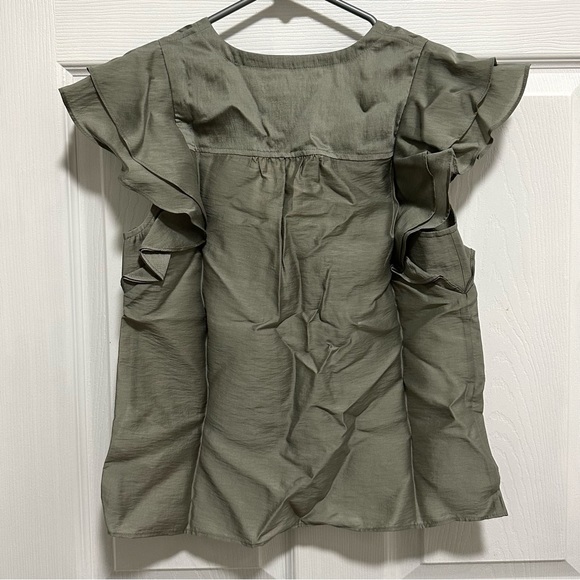 Club Monaco Ruffle Sleeve Button Top - Picture 3 of 6